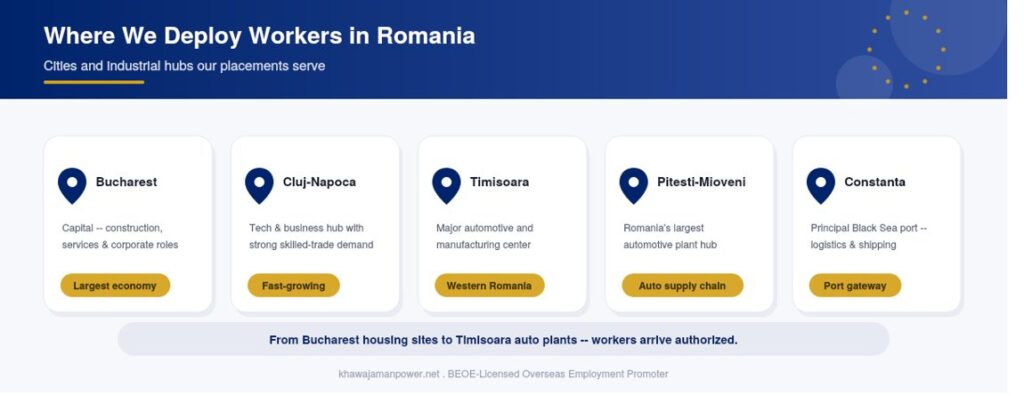 Recruitment Agency in Pakista For Romania industries and cities